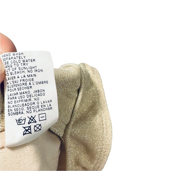 St. John’s Swim Goddess Bandeau Strapless one-piece swimsuit gold shimmer Sze 10 - Picture 8 of 11